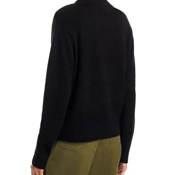 Aqua Black Cashmere Long Sleeve Polo Sweater Size M NWT - Picture 6 of 6